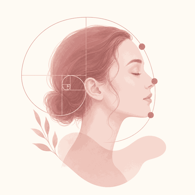 玫瑰粉色絲帶與葉片飄落插畫,象徵自然微整